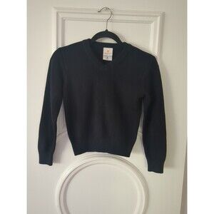 DENNIS UNIFORM Sweater Youth Small V-neck  Pull Over Black Pill Resistant Preppy